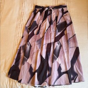 SHEIN Black and Pink Abstract A-Line Skirt
